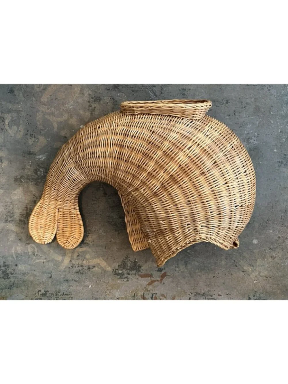 Large Vintage Wicker Whale Fish Basket Hollywood Regency Coastal Decor Hamper